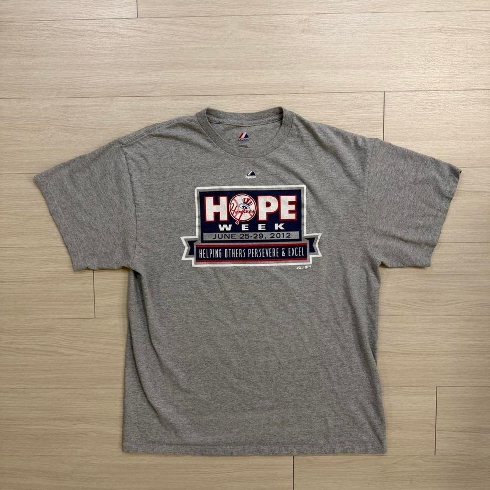 Majestic 2012 New York Yankees Hope Week Grey Short Sleeve Shirt